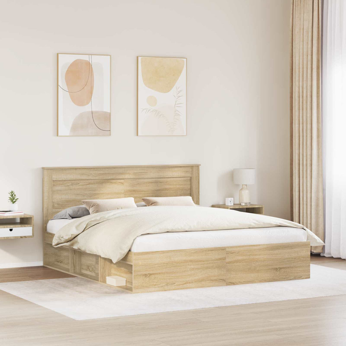 Rám Postele S Čelo Sonoma 200 X 200 Cm Masivní Borové Dřevo