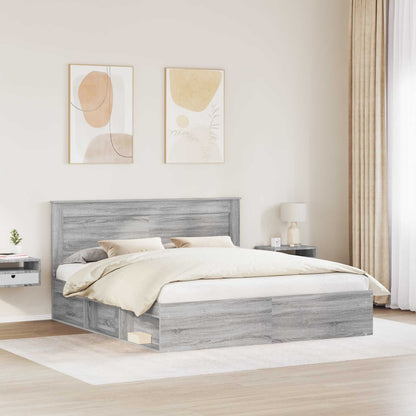 Rám Postele Šedá Sonoma 200 X 200 Cm Masivní Borové Dřevo