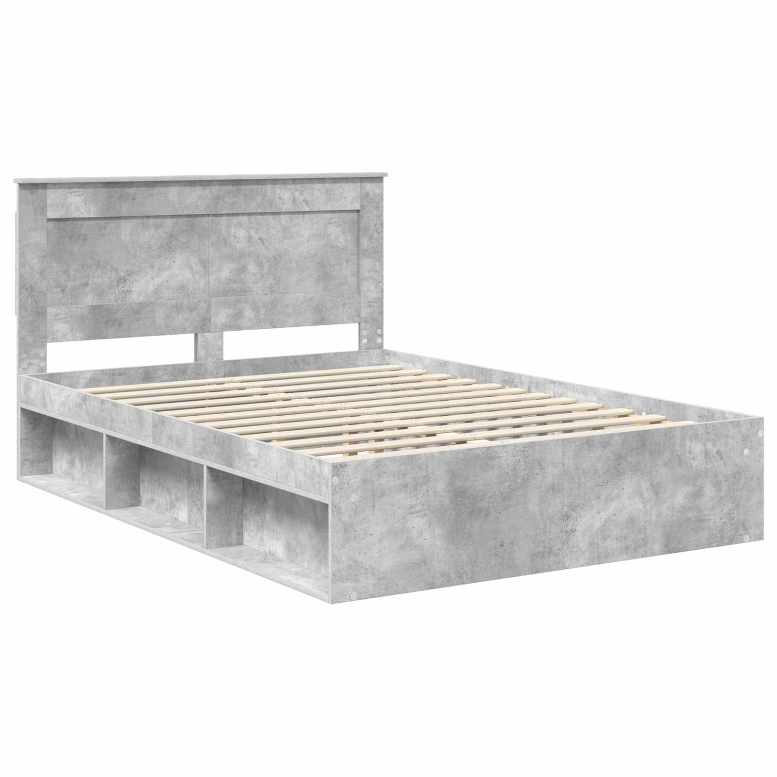 Rám Postele S Čelo Beton 160 X 200 Cm Masivní Borové Dřevo
