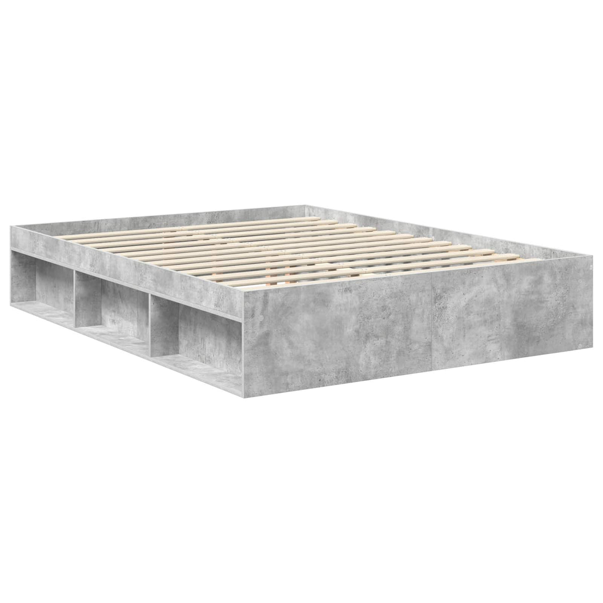 Rám Postele Betonově Šedá 150 X 200 Cm Masivní Borové Dřevo