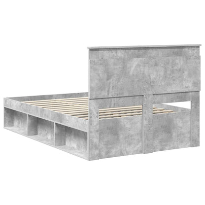 Rám Postele Betonově Šedá 135 X 190 Cm Masivní Borové Dřevo