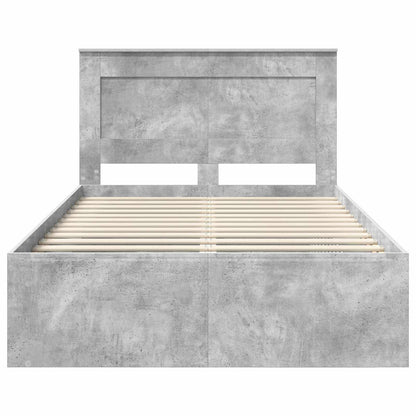 Rám Postele Betonově Šedá 135 X 190 Cm Masivní Borové Dřevo