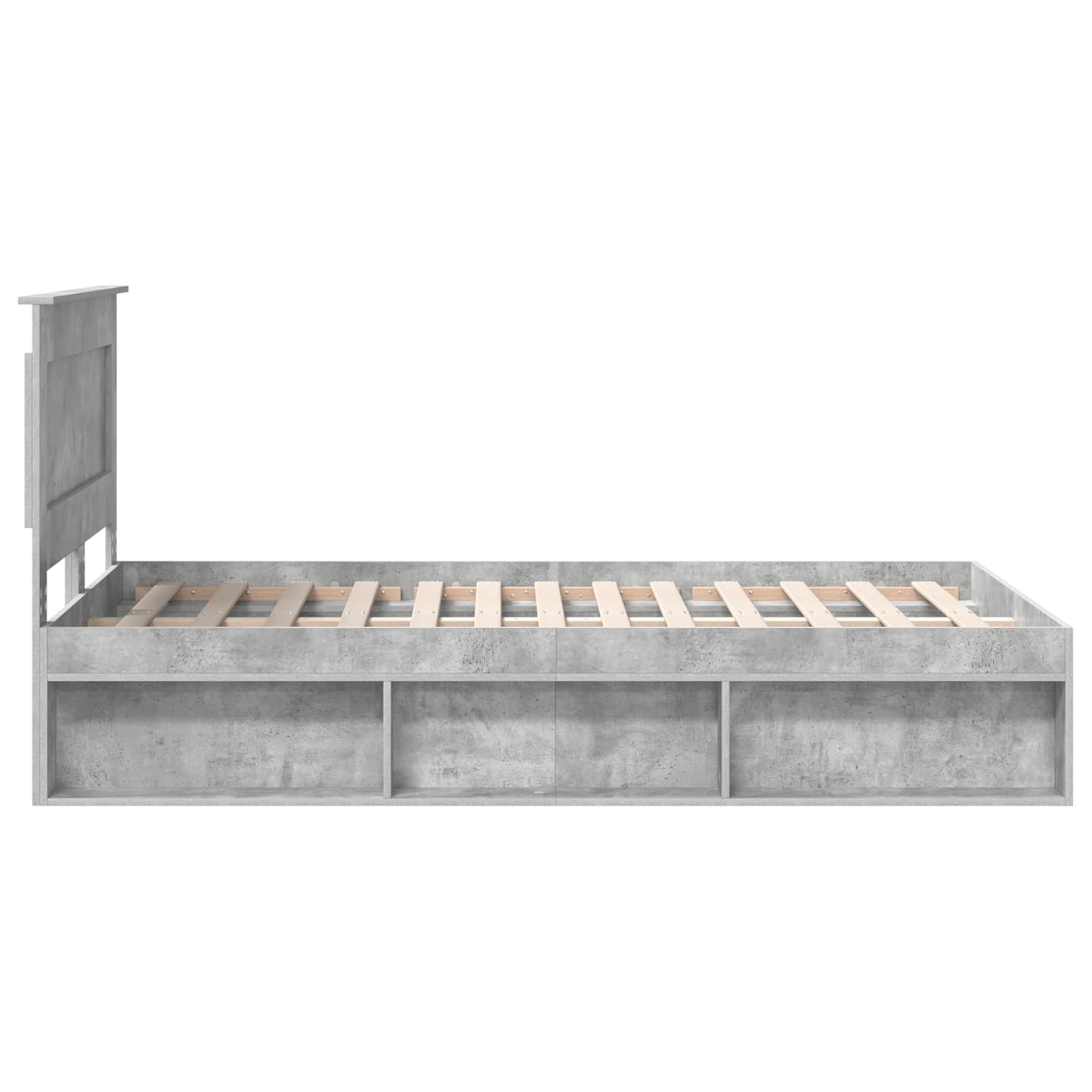 Rám Postele Betonově Šedá 135 X 190 Cm Masivní Borové Dřevo