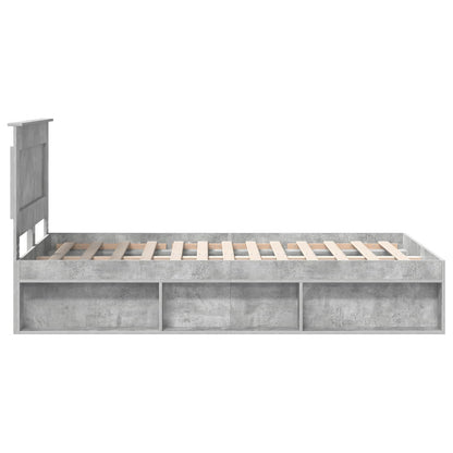 Rám Postele Betonově Šedá 135 X 190 Cm Masivní Borové Dřevo