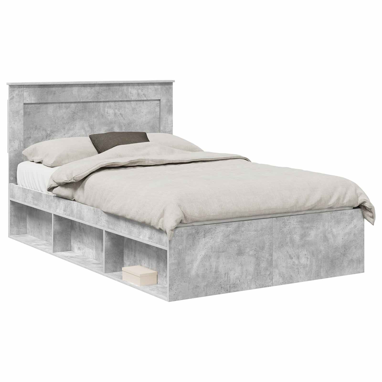 Rám Postele S Čelo Beton 120 X 190 Cm Masivní Borové Dřevo