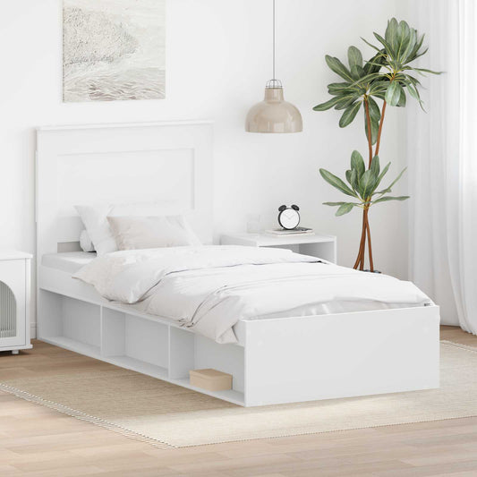 Rám Postele S Čelo Bílá 100 X 200 Cm Masivní Borové Dřevo