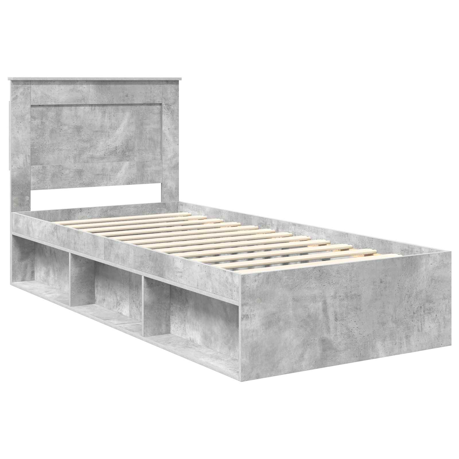 Rám Postele Betonově Šedá 100 X 200 Cm Masivní Borové Dřevo