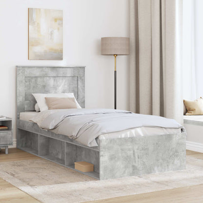 Rám Postele Betonově Šedá 75 X 190 Cm Masivní Borové Dřevo
