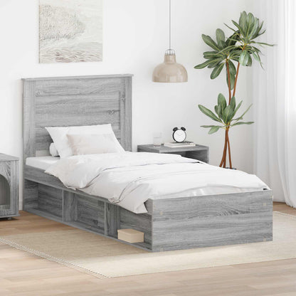 Rám Postele S Čelo Šedá Sonoma 75 X 190 Cm Masivní Borové Dřevo