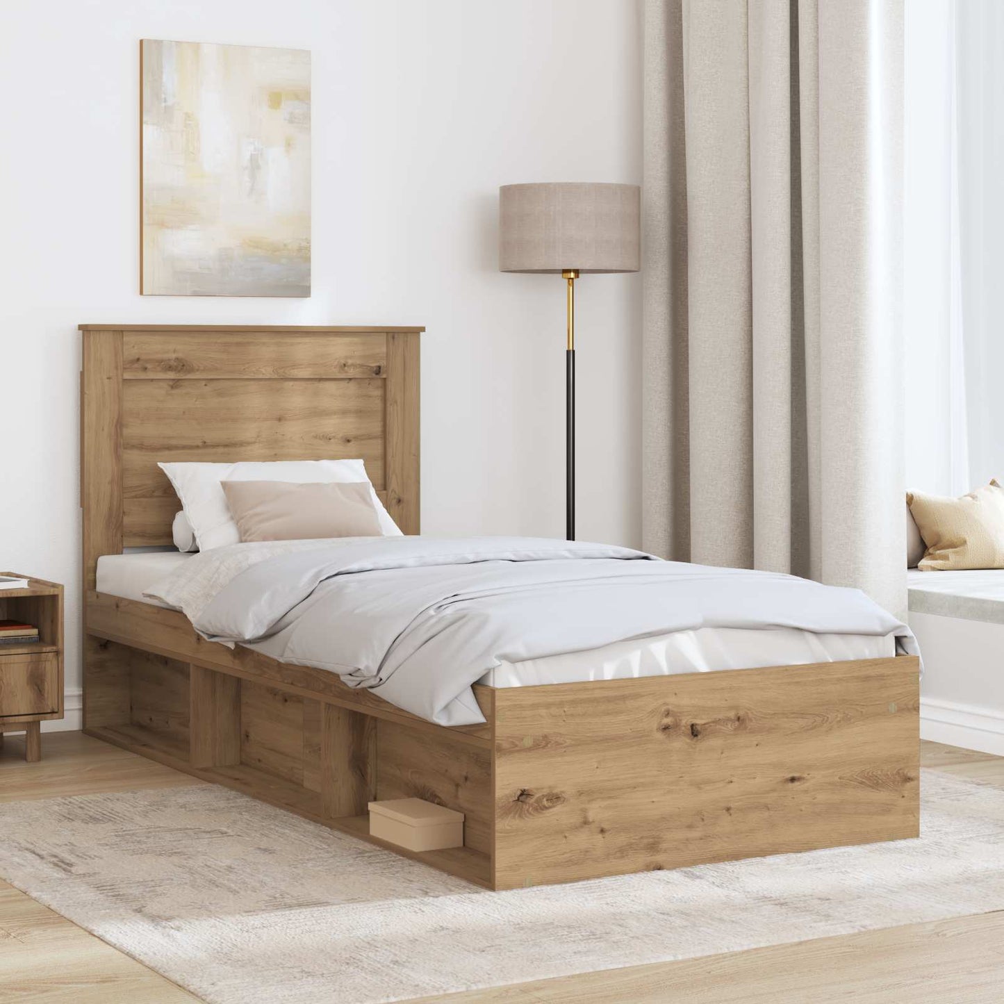 Rám Postele Umělecký Dub 75 X 190 Cm Masivní Borové Dřevo