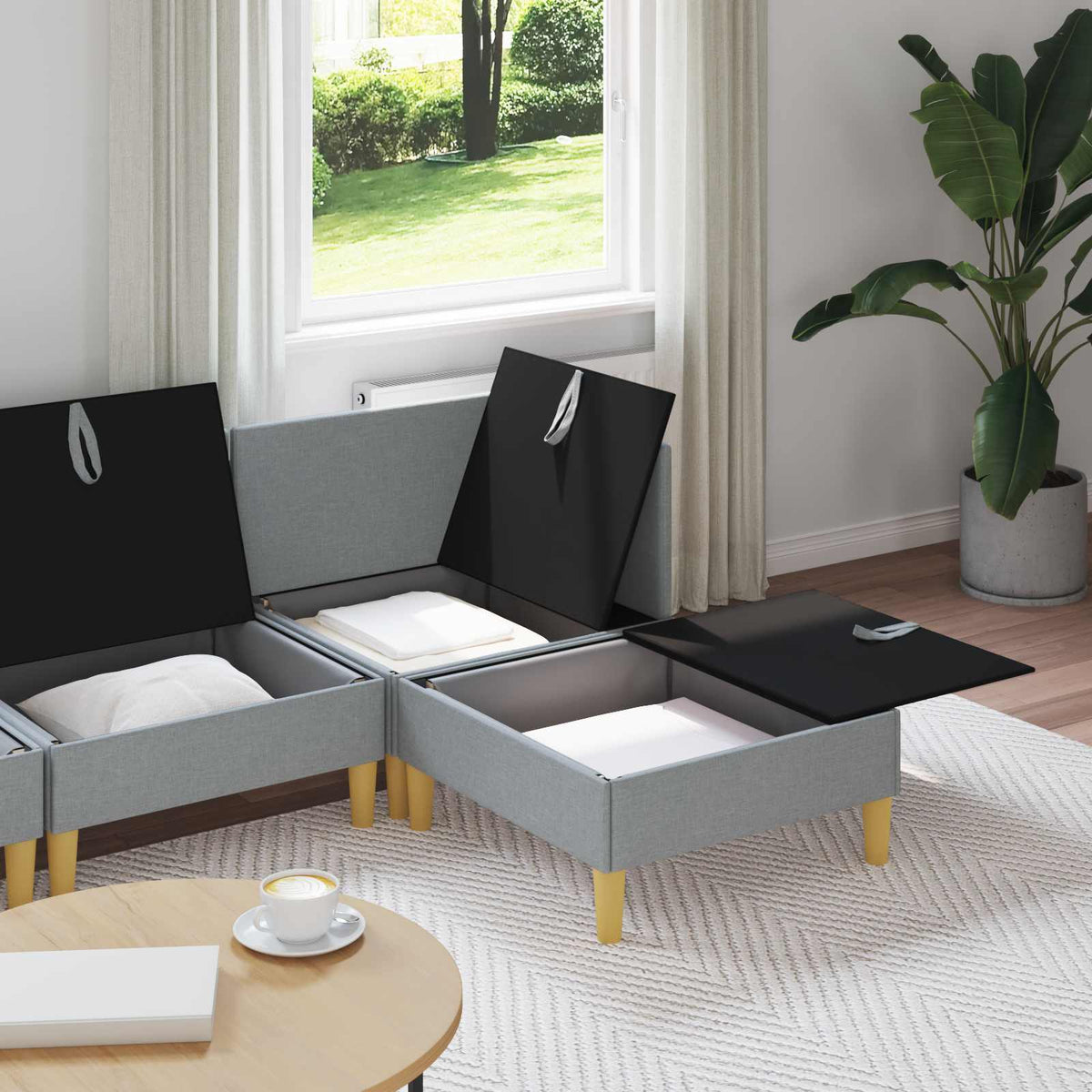 Modulární Pohovka Se Storage 4 Ks Textil