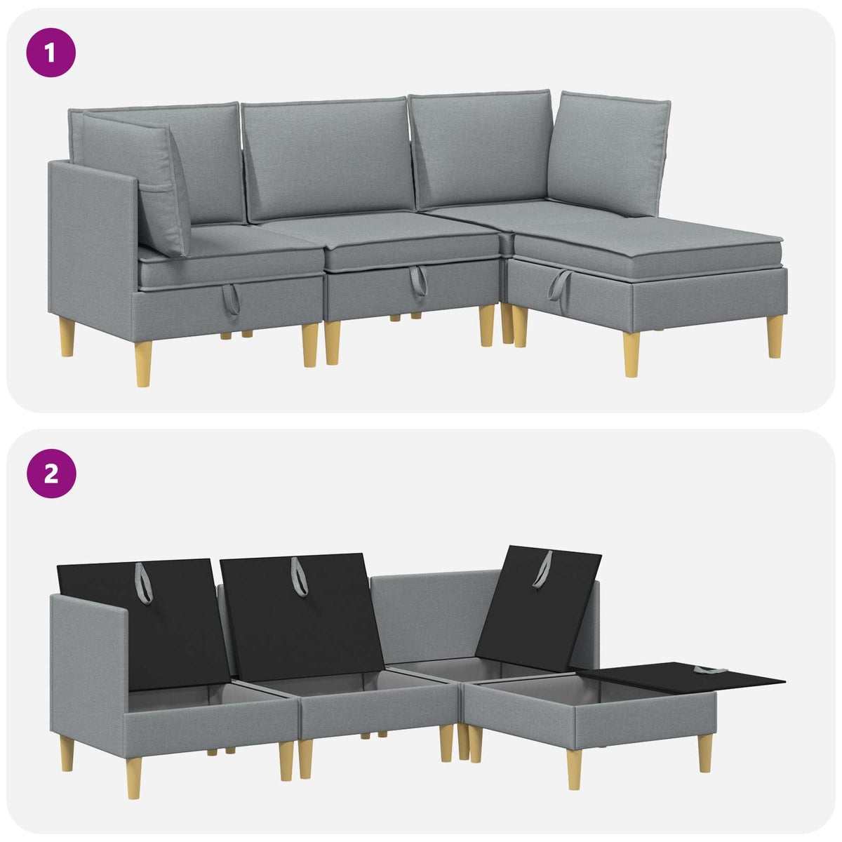 Modulární Pohovka Se Storage 4 Ks Textil