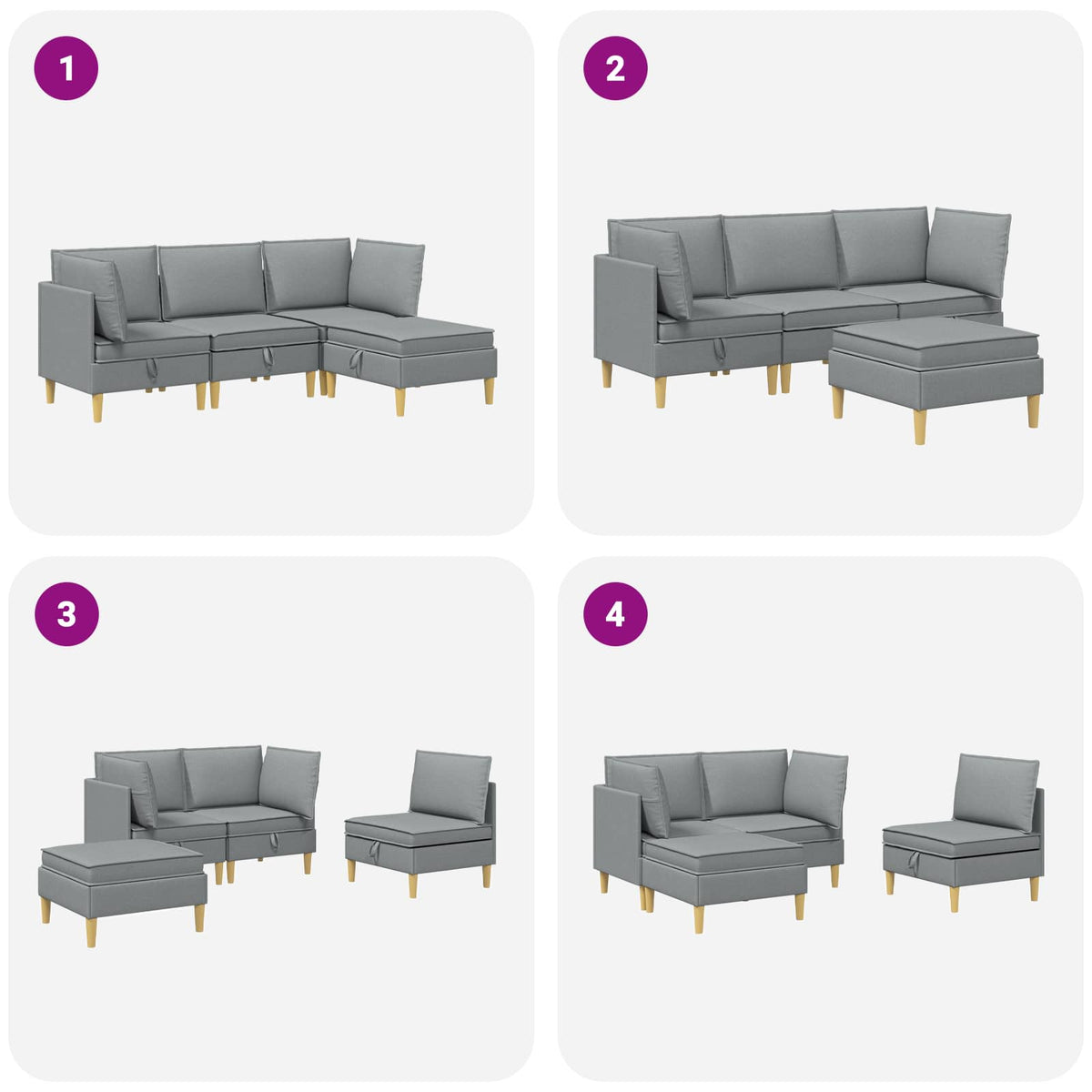 Modulární Pohovka Se Storage 4 Ks Textil