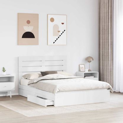 Postel S Úložným Prostorem Bílá 140 X 190 Cm Kompozitní Dřevo