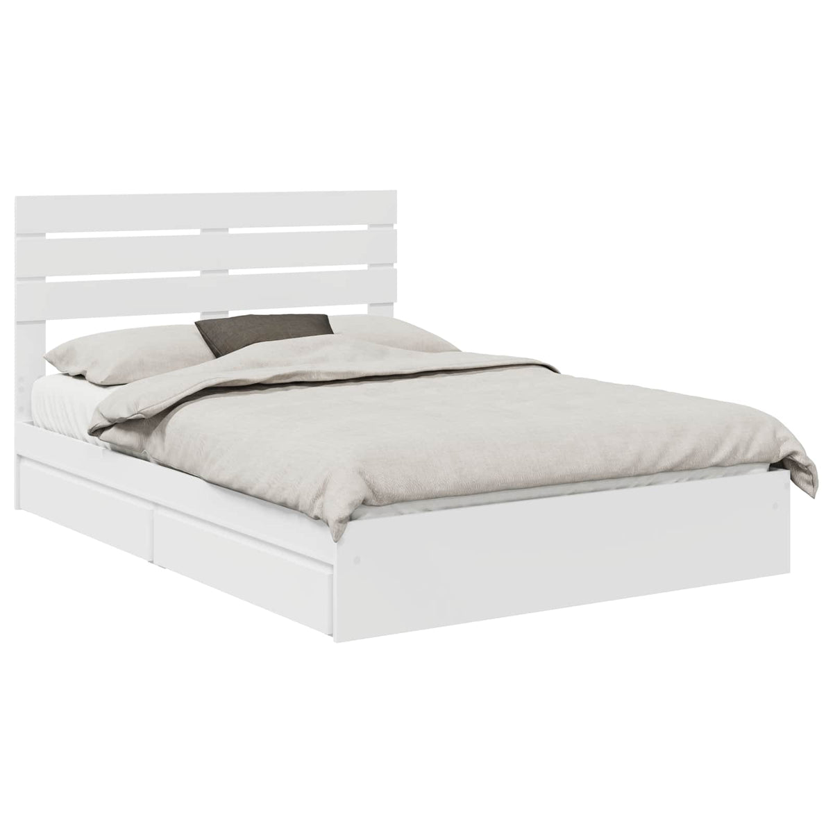 Postel S Úložným Prostorem Bílá 140 X 190 Cm Kompozitní Dřevo