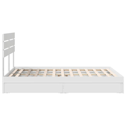 Postel S Úložným Prostorem Bílá 140 X 190 Cm Kompozitní Dřevo