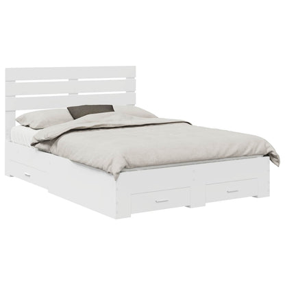 Rám Postele Se Zásuvkou Bílá 140 X 190 Cm Kompozitní Dřevo