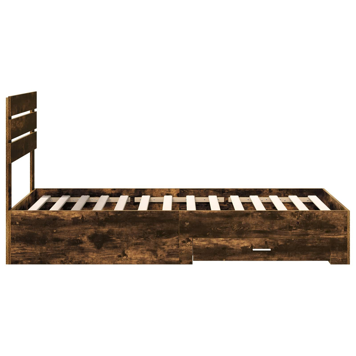 Rám Postele S Čelo Kouřový Dub 90 X 200 Cm Kompozitní Dřevo