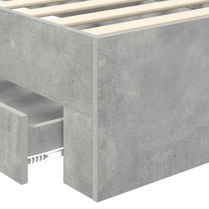 Rám Postele Se Zásuvkou Betonově Šedá A Stříbrná 70 X 190 Cm