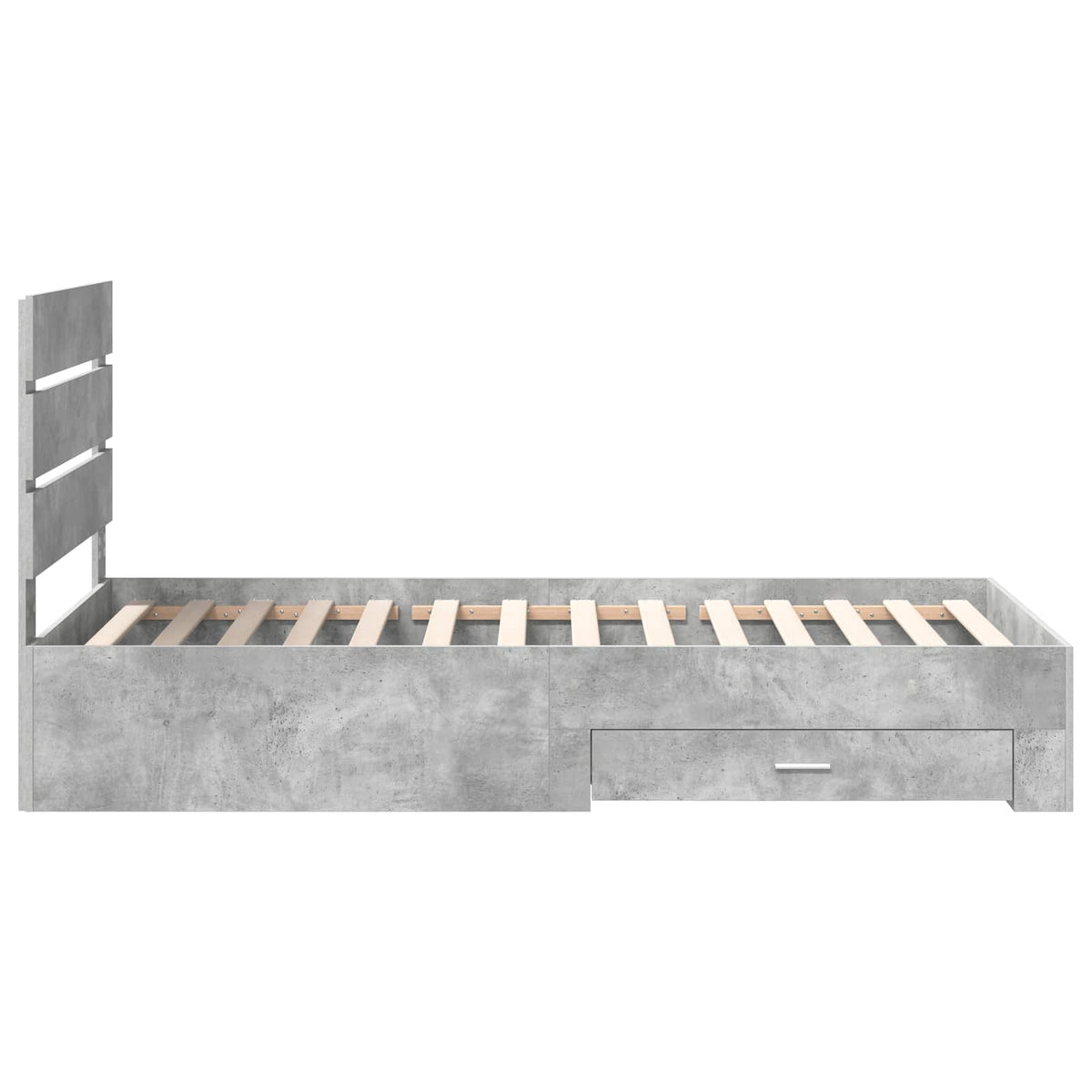 Rám Postele Se Zásuvkou Betonově Šedá A Stříbrná 70 X 190 Cm