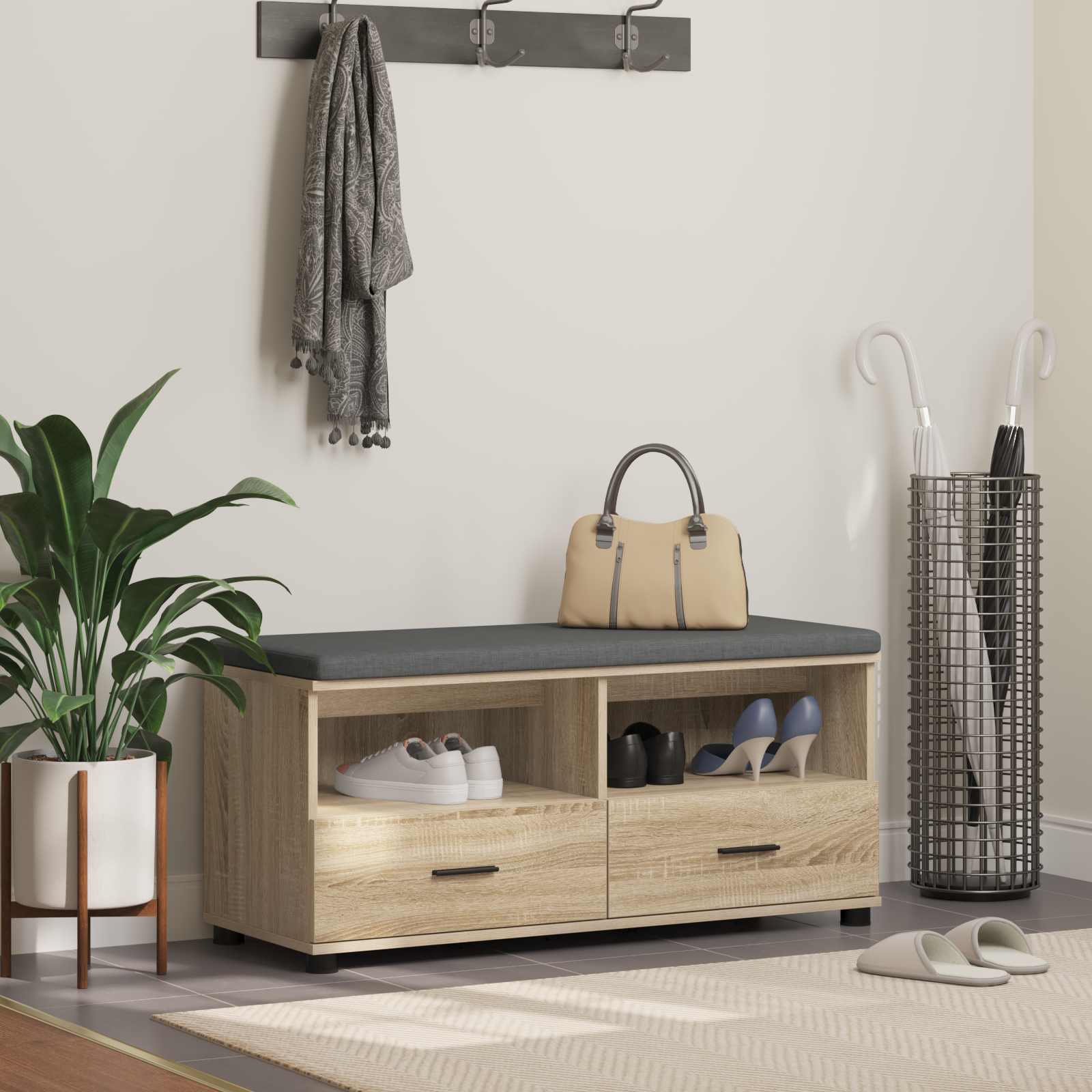 Chodbičková Lavice S Polštářem Sonoma Dub 100 X 38 X 46 Cm