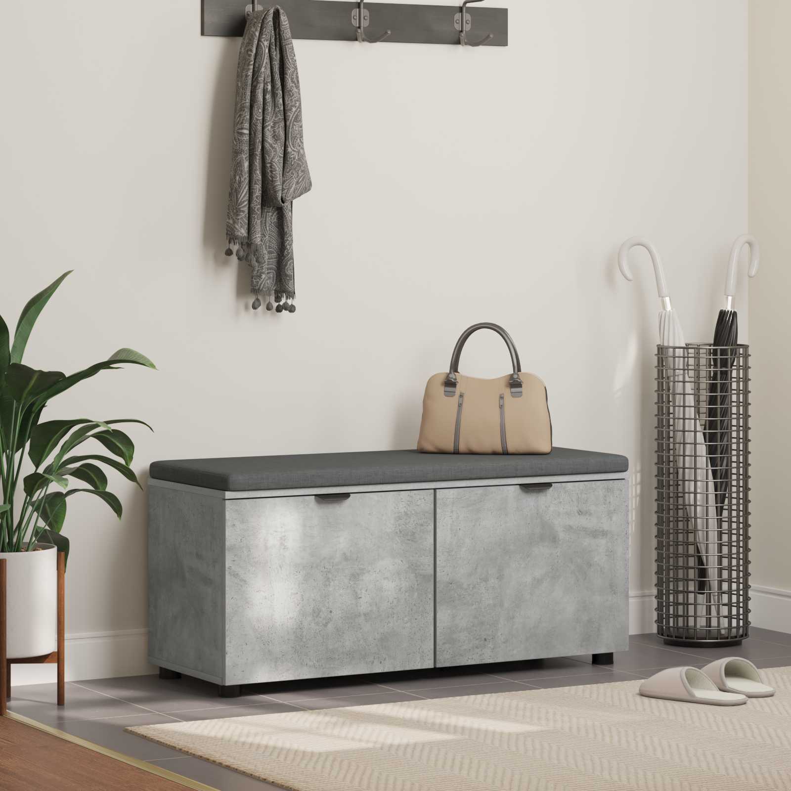 Chodbičková Lavice S Polštářem Betonově Šedá 100 X 38 X 46 Cm