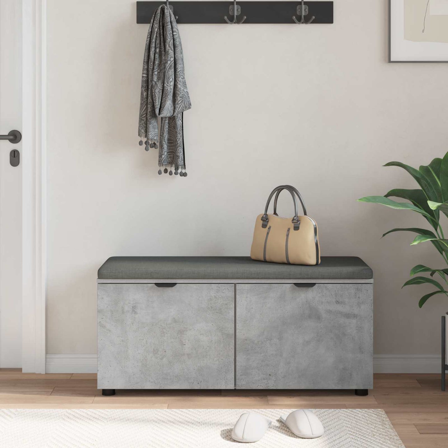Chodbičková Lavice S Polštářem Betonově Šedá 100 X 38 X 46 Cm