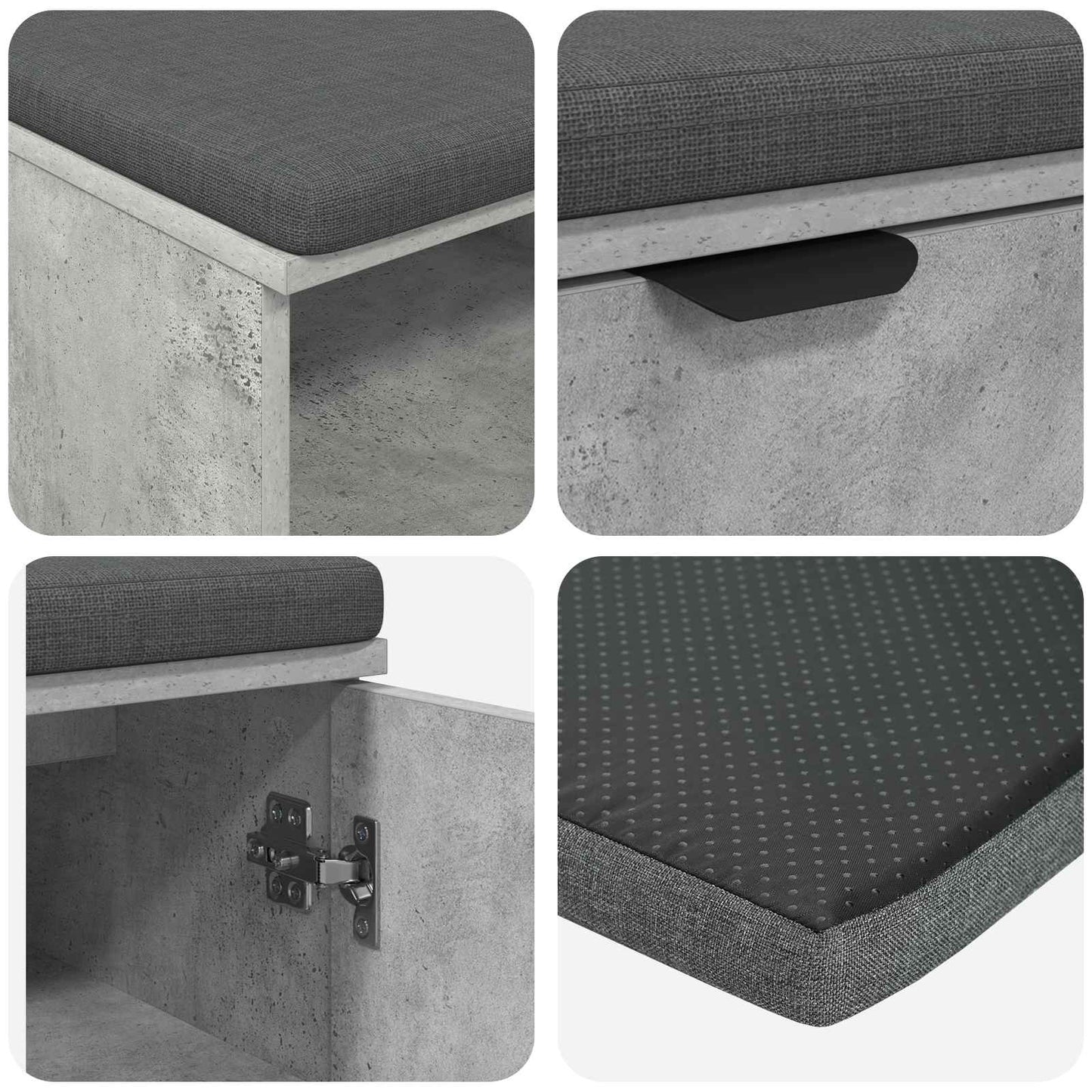 Chodbičková Lavice S Polštářem Betonově Šedá 100 X 38 X 46 Cm