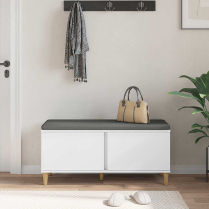 Chodbičková Lavice S Polštářem Se Dveřmi Bílý 100 X 38 X 46 Cm