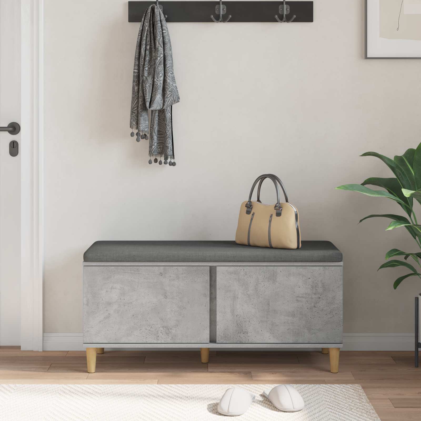 Chodbičková Lavice S Polštářem Betonově Šedá 100 X 38 X 46 Cm