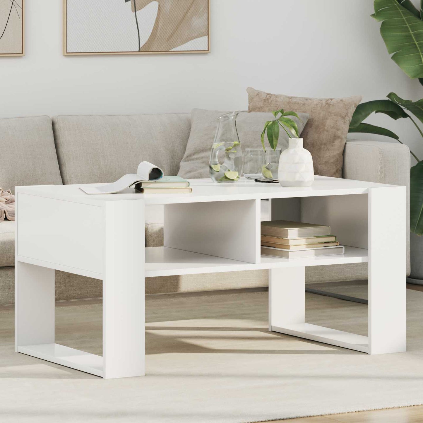 Konferenční Stolek Bílá 92 X 53 X 45 Cm Kompozitní Dřevo