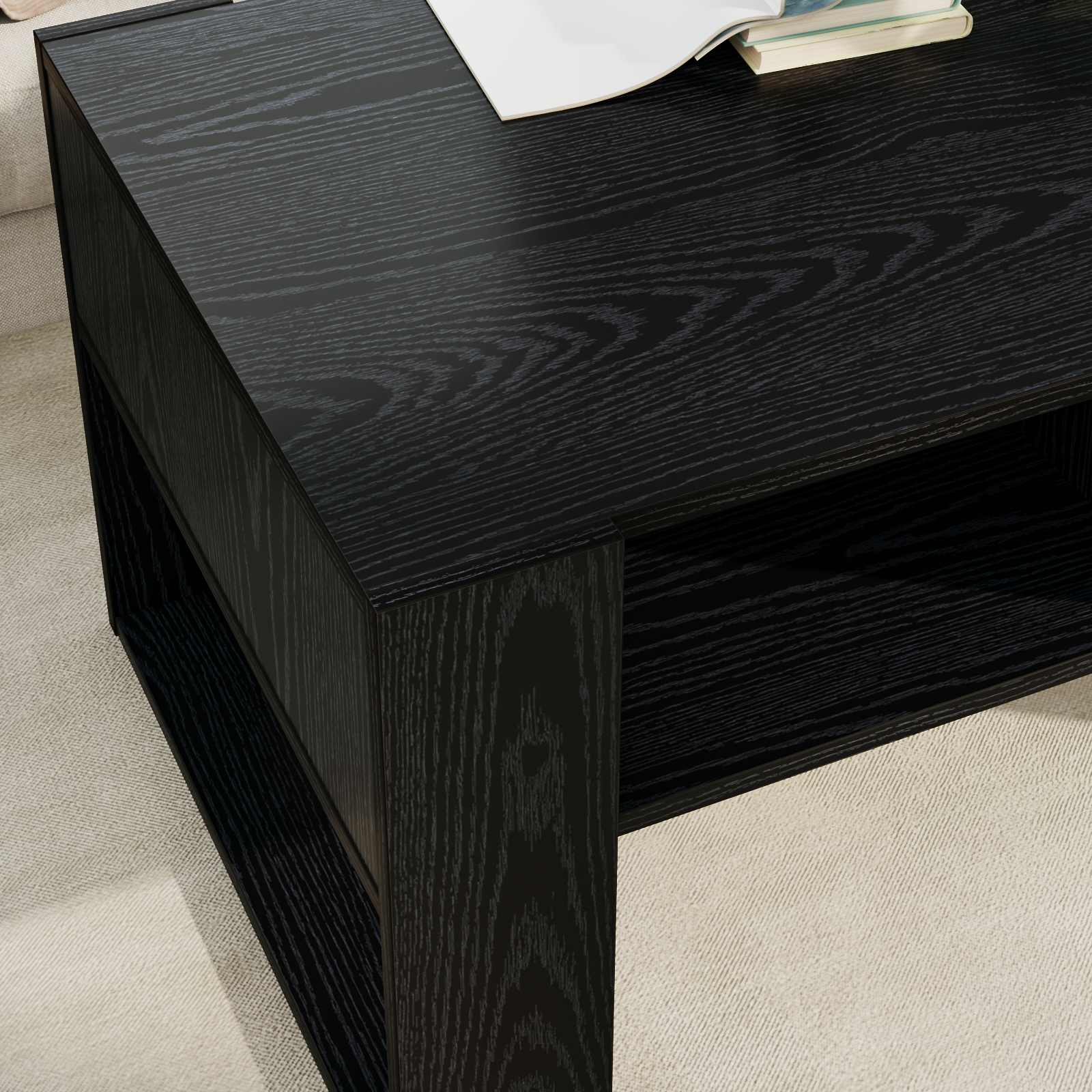 Konferenční Stolek Černý Dub 92 X 53 X 45 Cm Kompozitní Dřevo