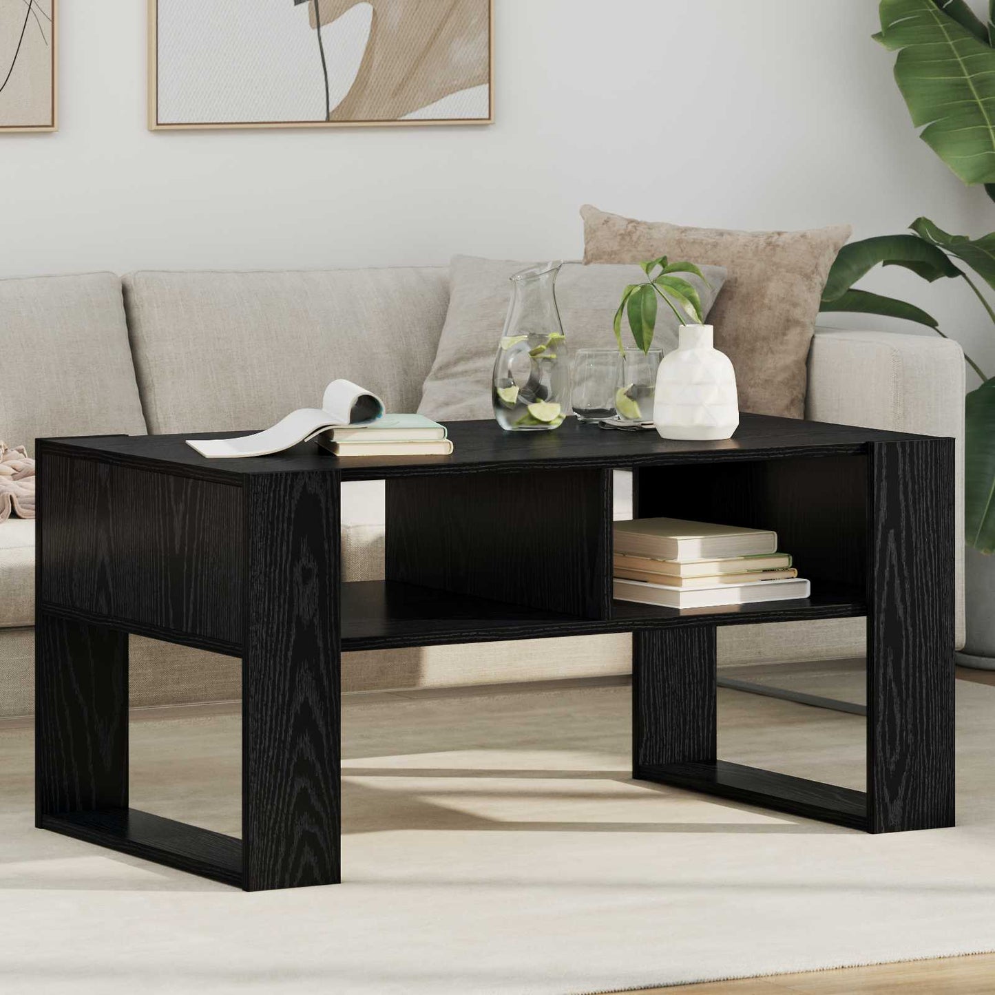 Konferenční Stolek Černý Dub 92 X 53 X 45 Cm Kompozitní Dřevo