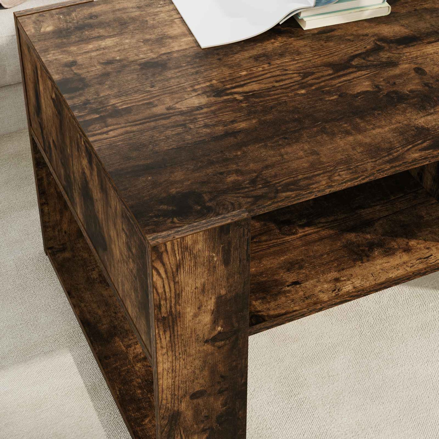Konferenční Stolek Kouřový Dub 92 X 53 X 45 Cm Kompozitní Dřevo