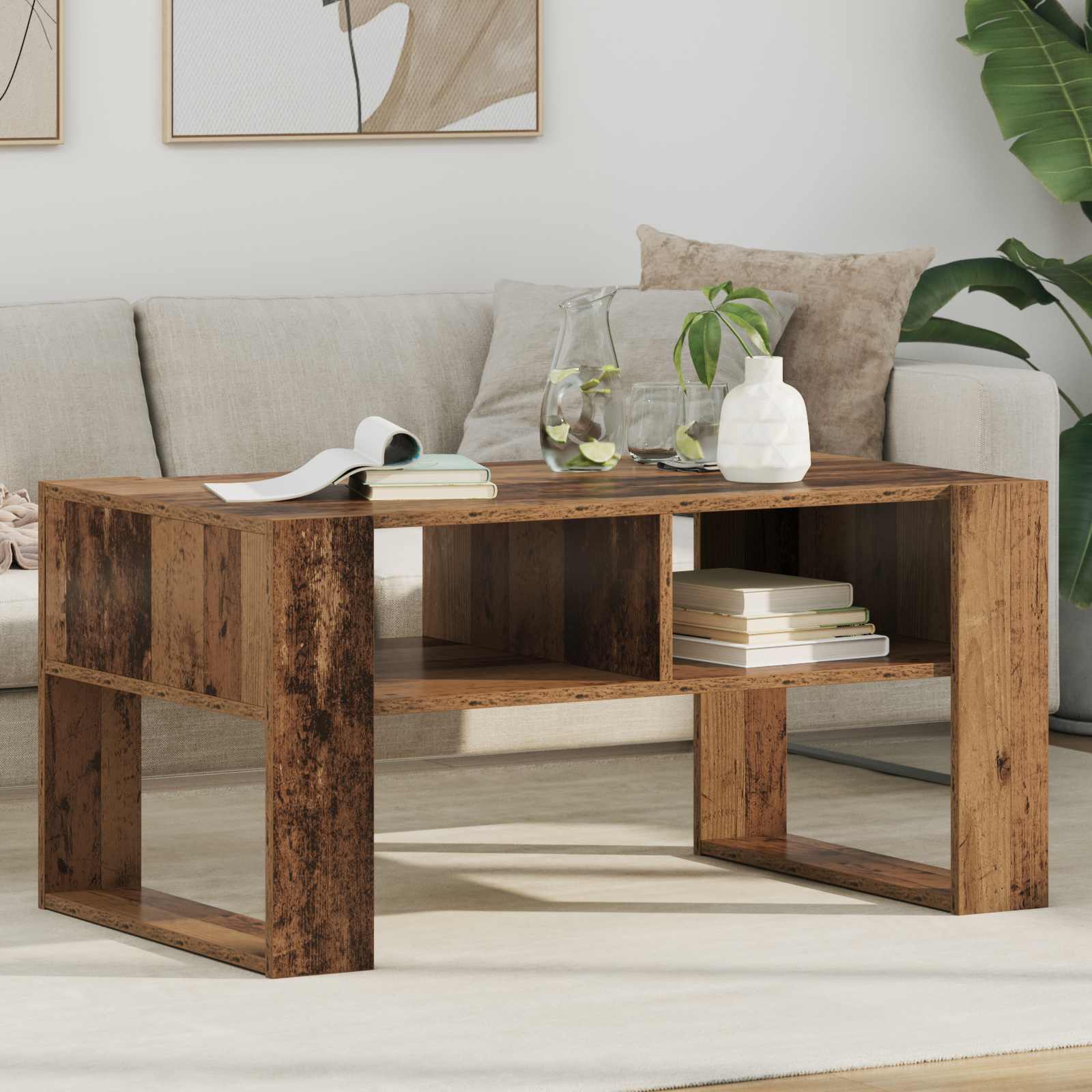 Konferenční Stolek Staré Dřevo 92 X 53 X 45 Cm Kompozitní Dřevo