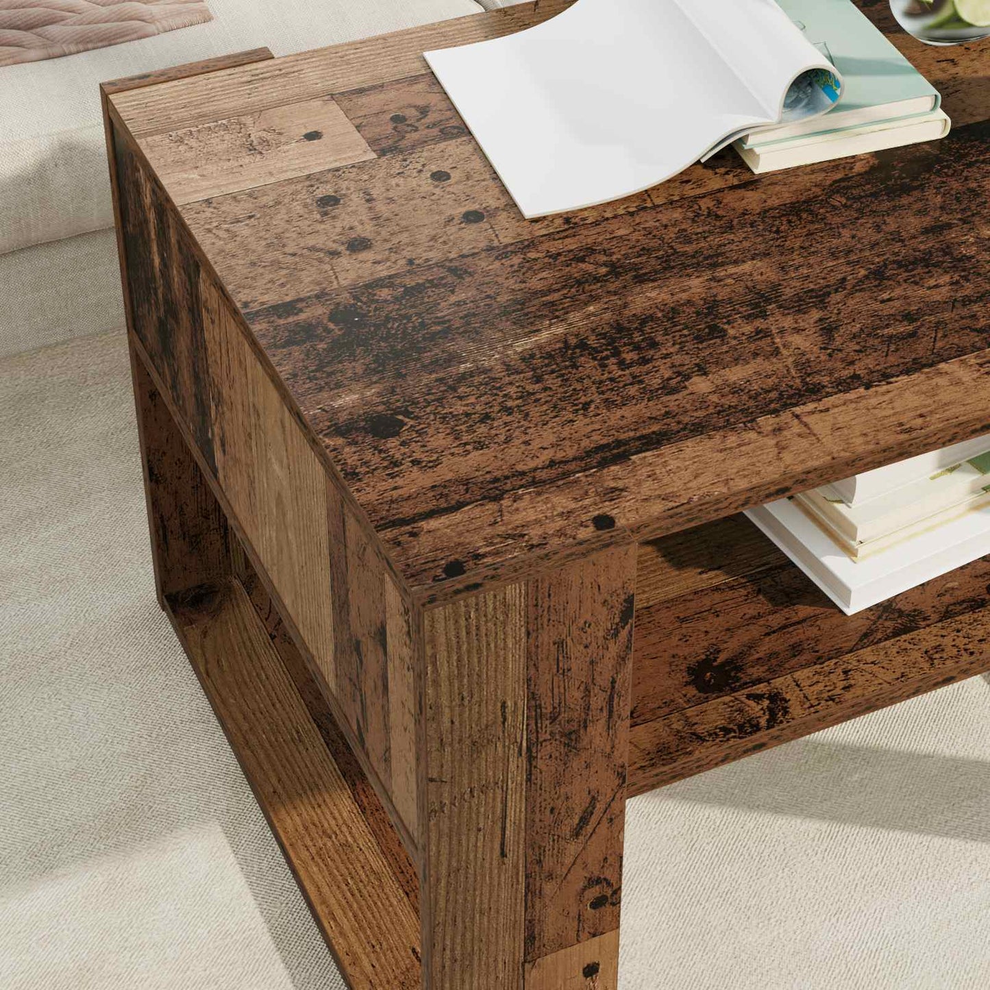 Konferenční Stolek Staré Dřevo 66 X 53 X 45 Cm Kompozitní Dřevo