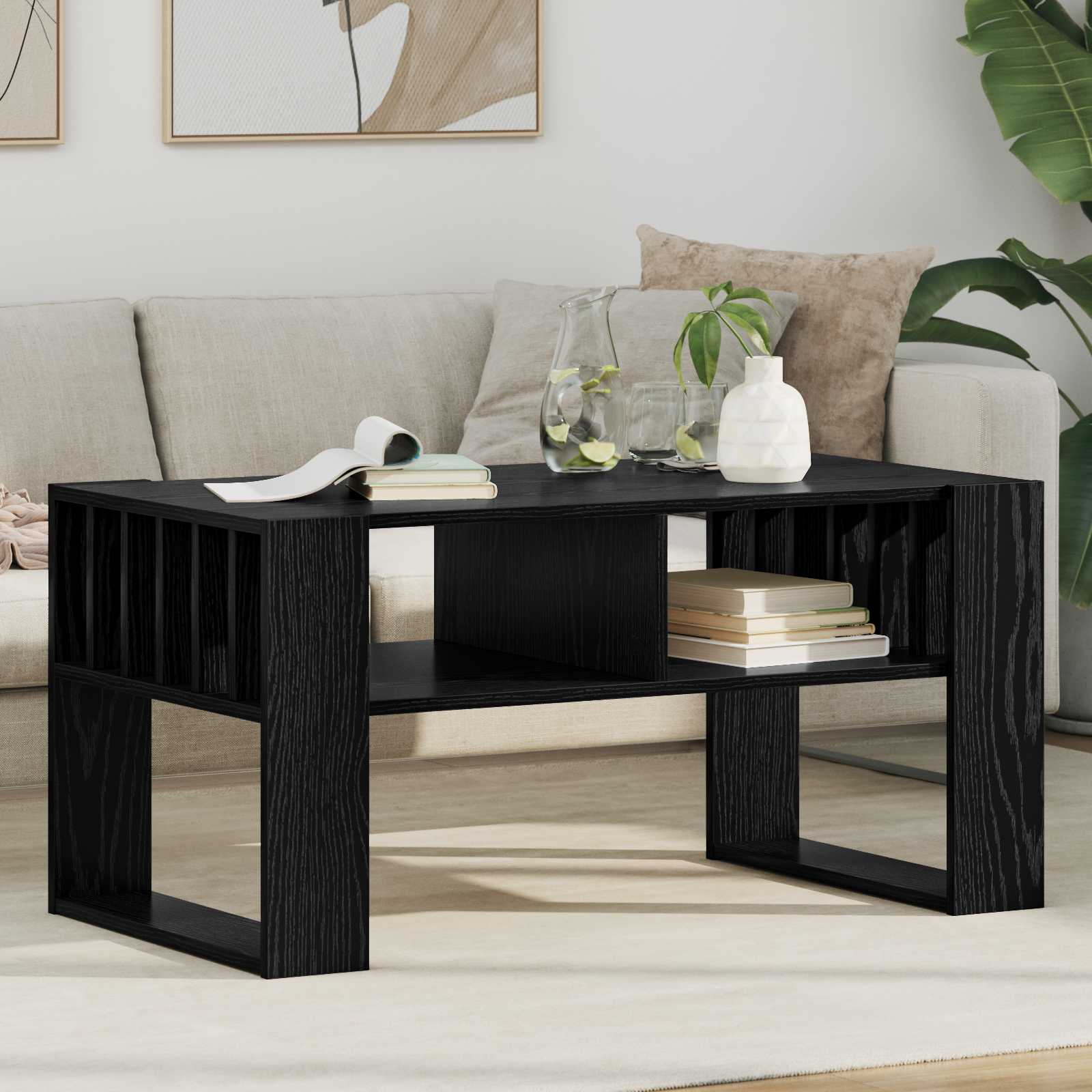Konferenční Stolek Černý Dub 92 X 49,5 X 45 Cm Kompozitní Dřevo