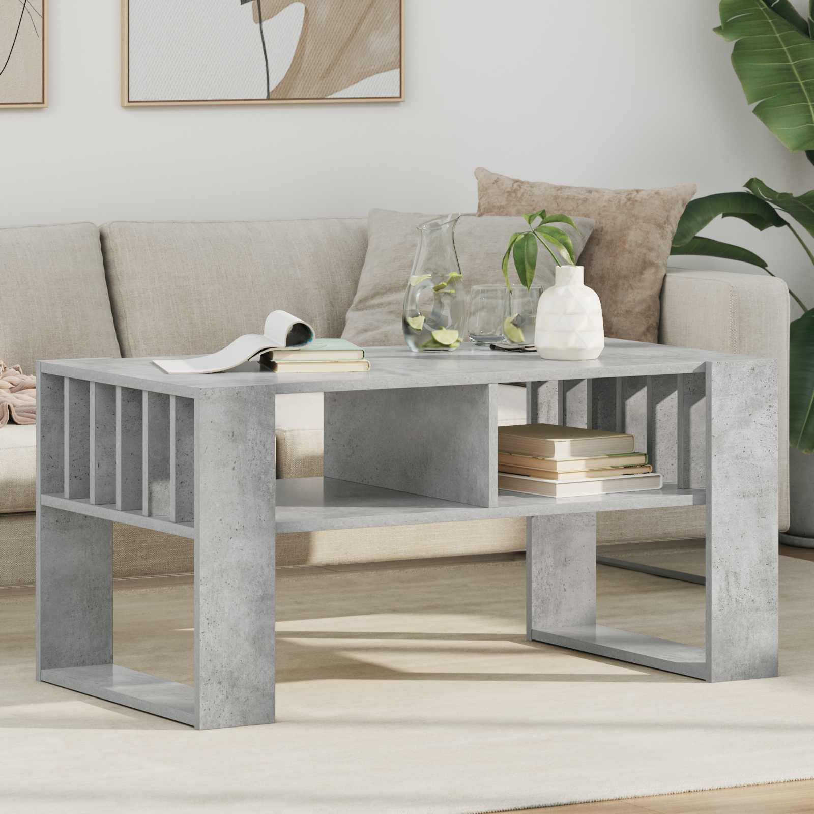 Konferenční Stolek Betonově Šedá 92 X 49,5 X 45 Cm