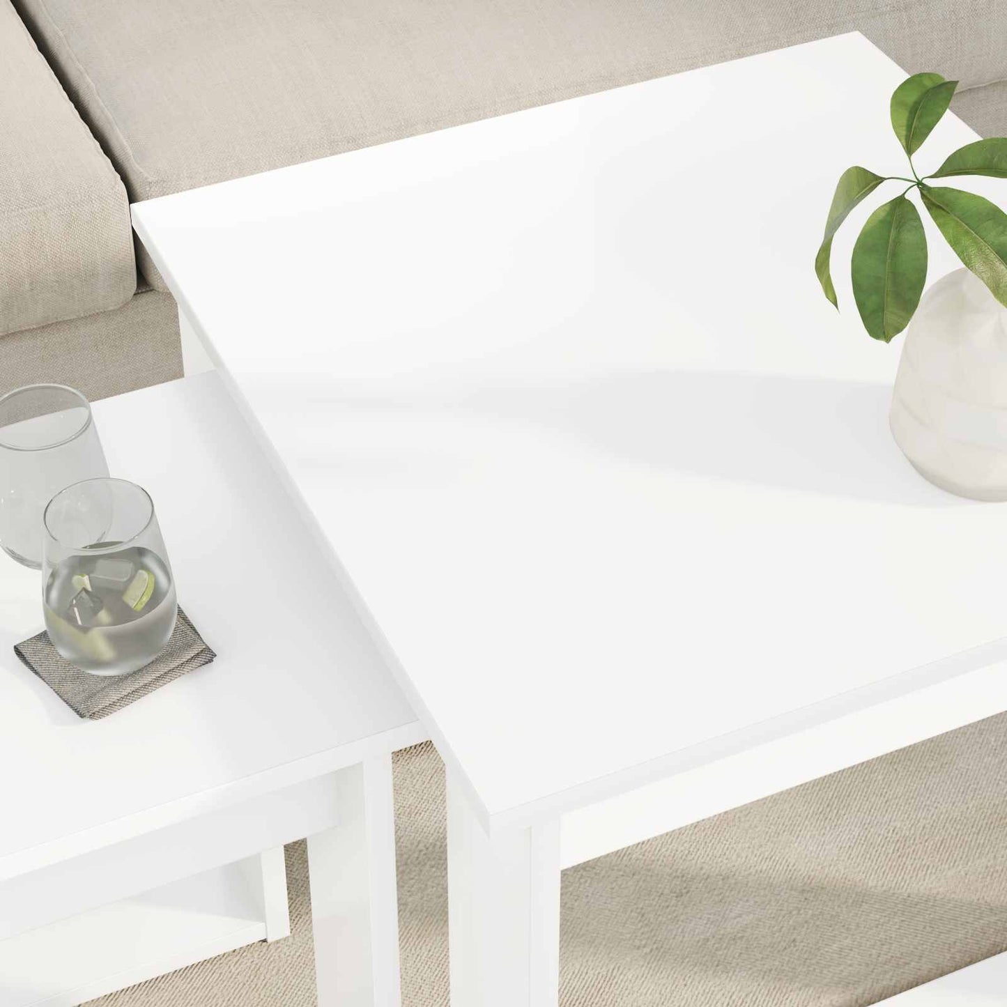 Sada Konferenčních Stolků 2 Pcs Bílá 50 X 52 X 42 Cm