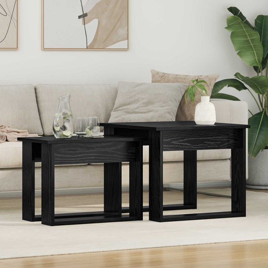 Sada Konferenčních Stolků 2 Pcs Černý Dub 50 X 52 X 42 Cm