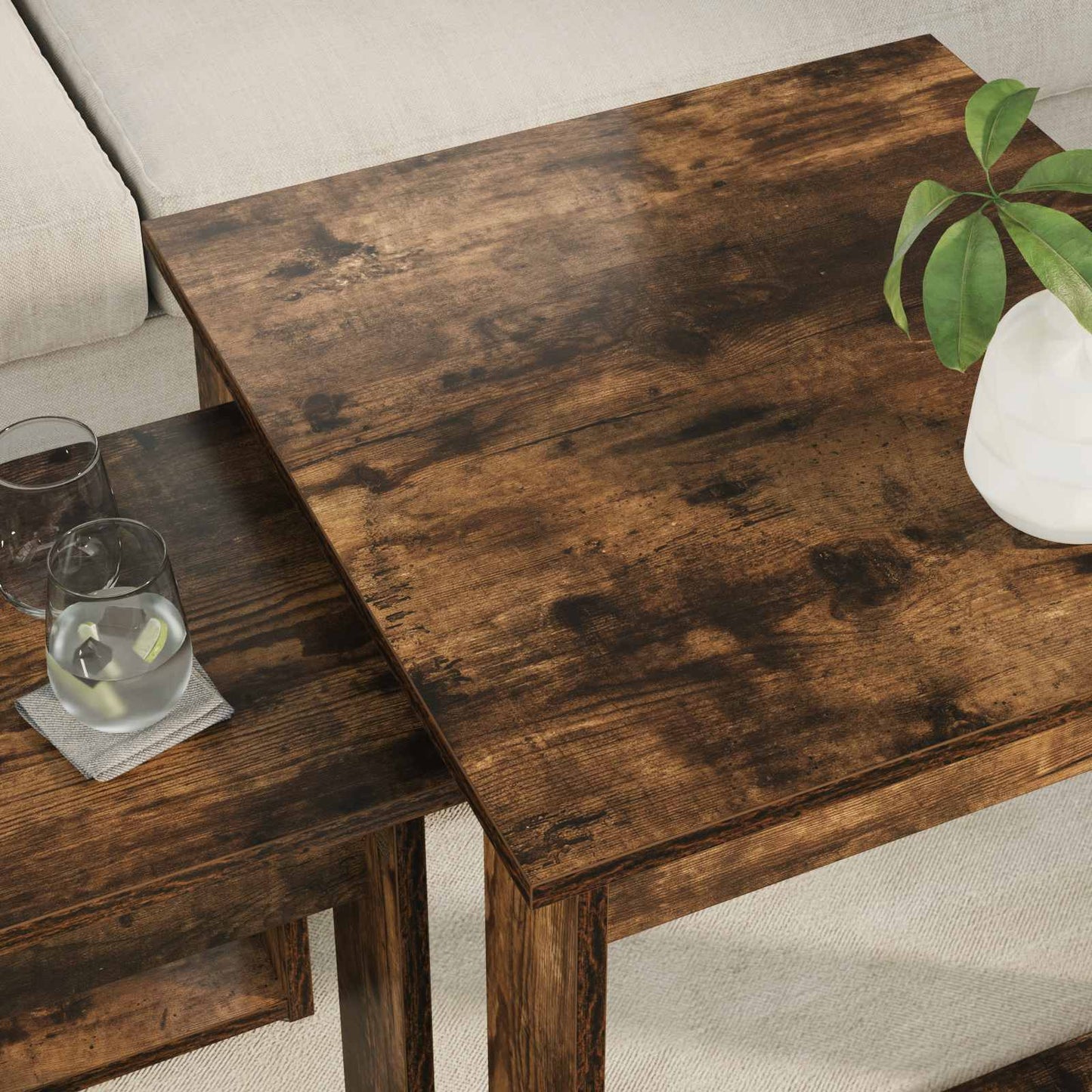 Sada Konferenčních Stolků 2 Pcs Kouřový Dub 50 X 52 X 42 Cm