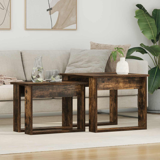 Sada Konferenčních Stolků 2 Pcs Kouřový Dub 50 X 52 X 42 Cm