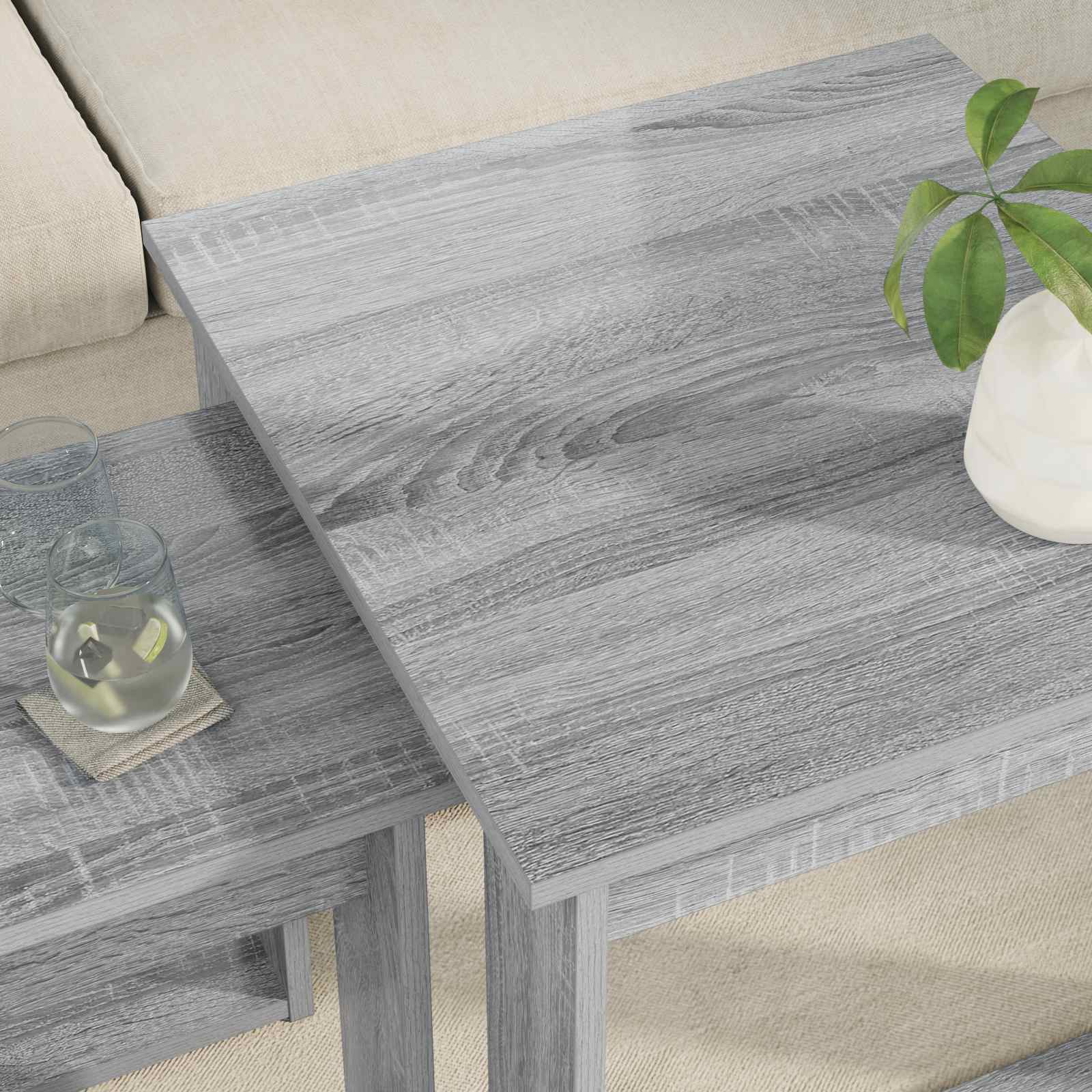 Sada Konferenčních Stolků 2 Pcs Šedá Sonoma 50 X 52 X 42 Cm