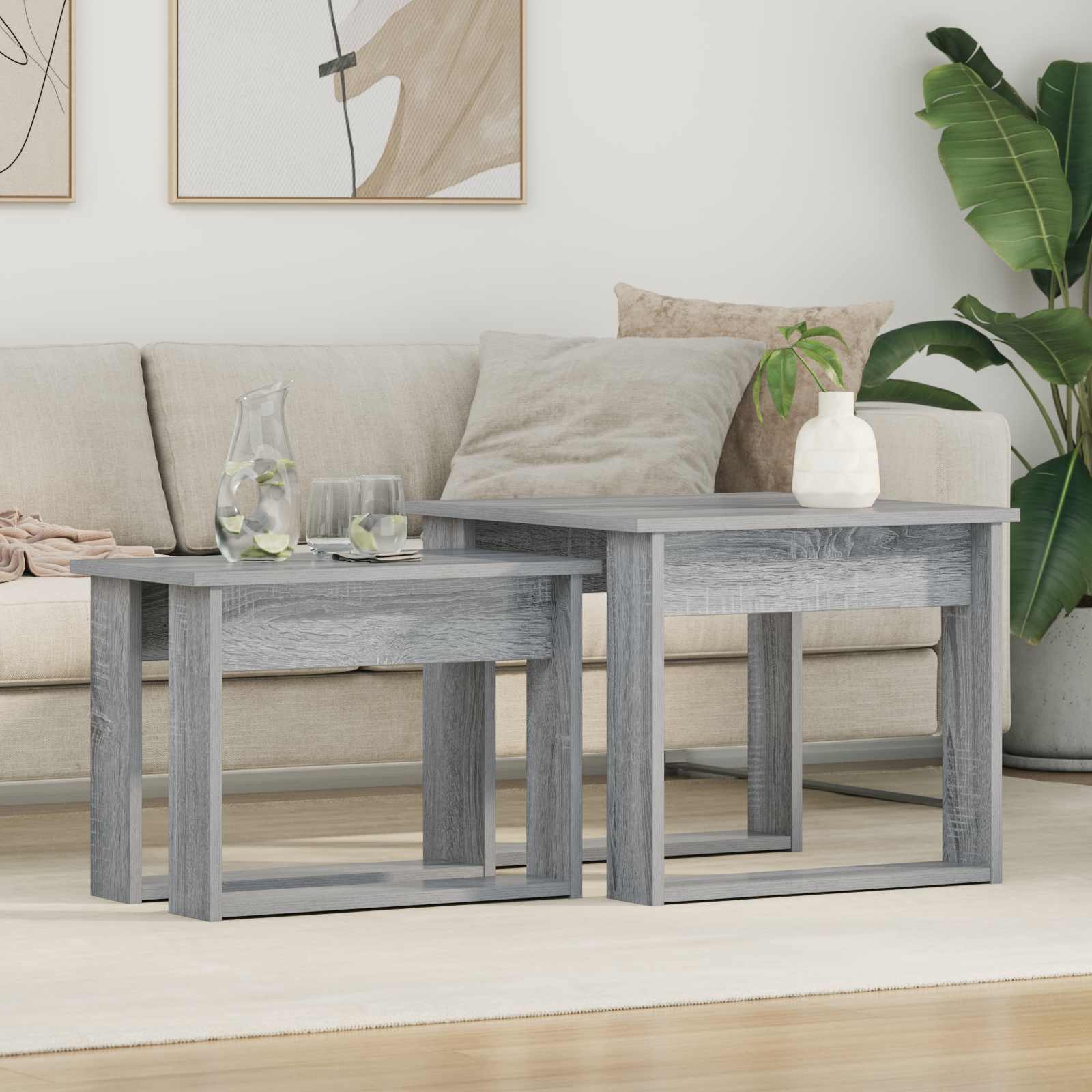 Sada Konferenčních Stolků 2 Pcs Šedá Sonoma 50 X 52 X 42 Cm