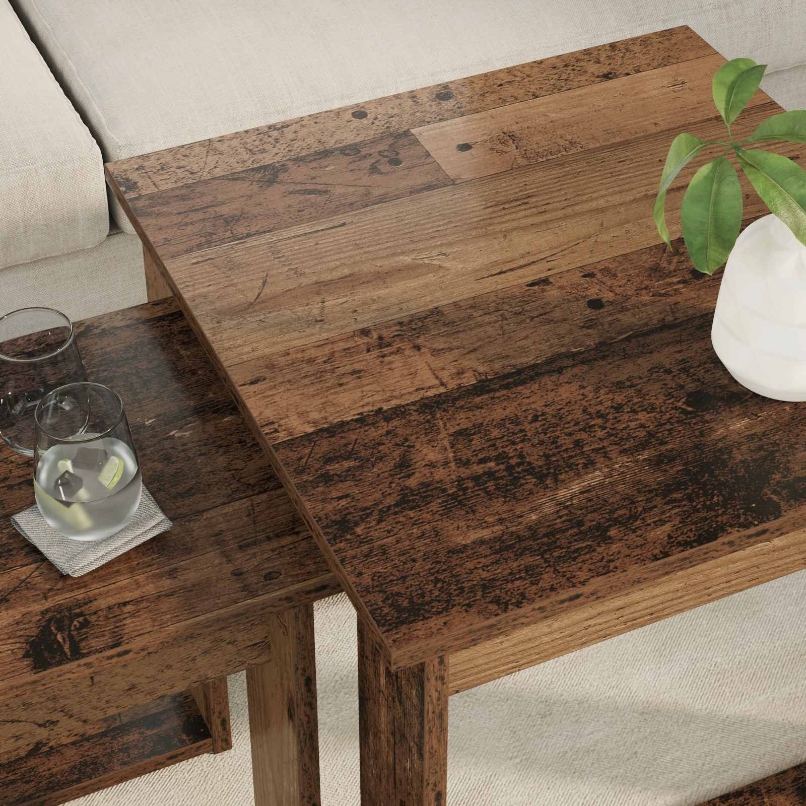 Sada Konferenčních Stolků 2 Pcs Staré Dřevo 50 X 52 X 42 Cm