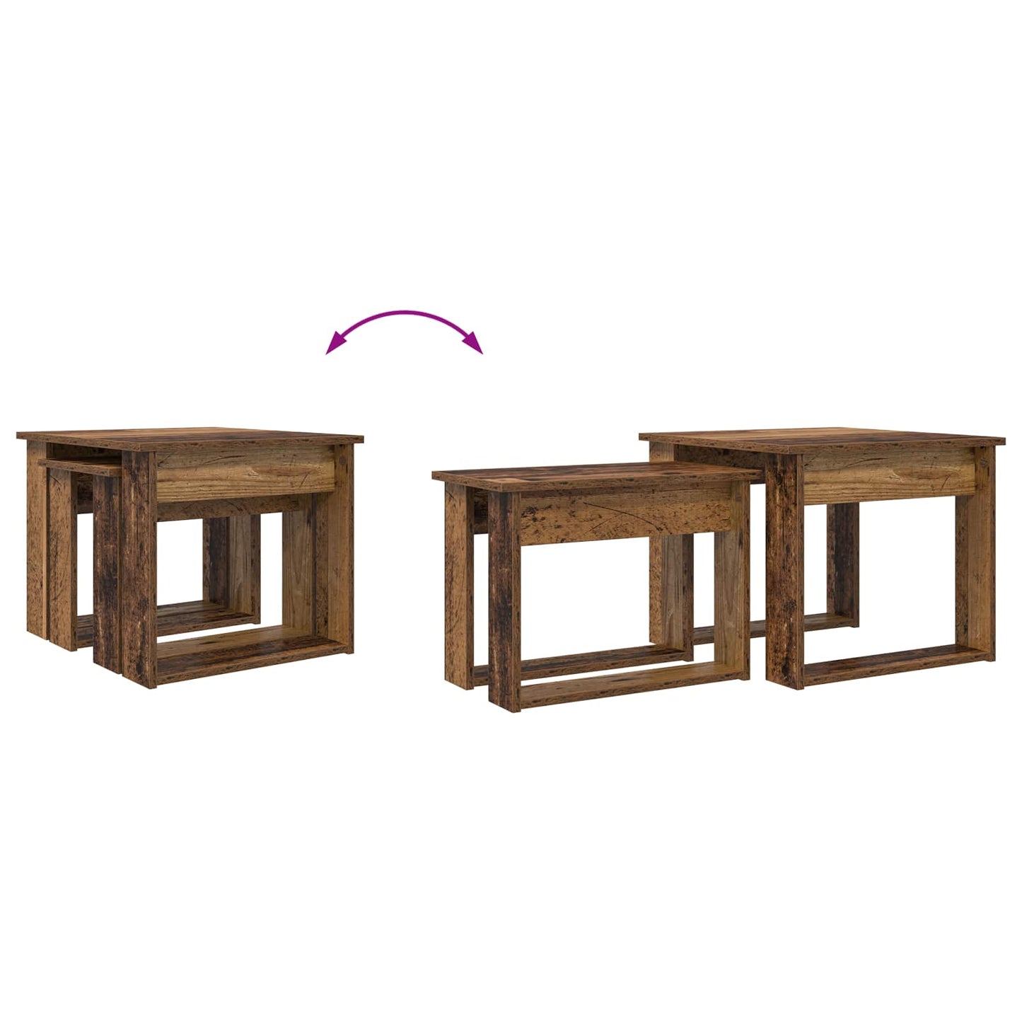Sada Konferenčních Stolků 2 Pcs Staré Dřevo 50 X 52 X 42 Cm