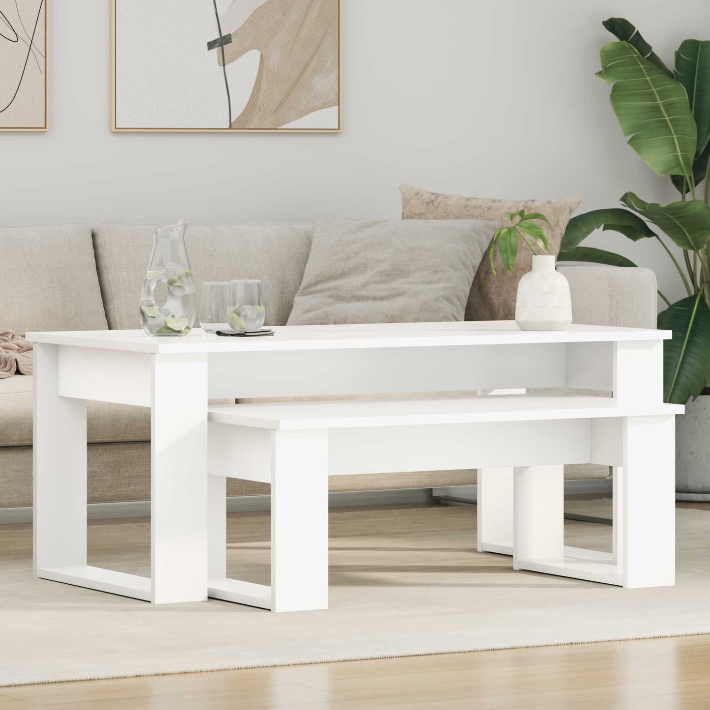 Sada Konferenčních Stolků 2 Pcs Bílá 100 X 50 X 42 Cm