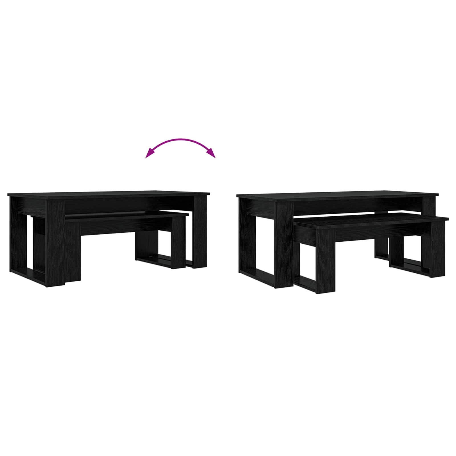 Sada Konferenčních Stolků 2 Pcs Černý Dub 100 X 50 X 42 Cm