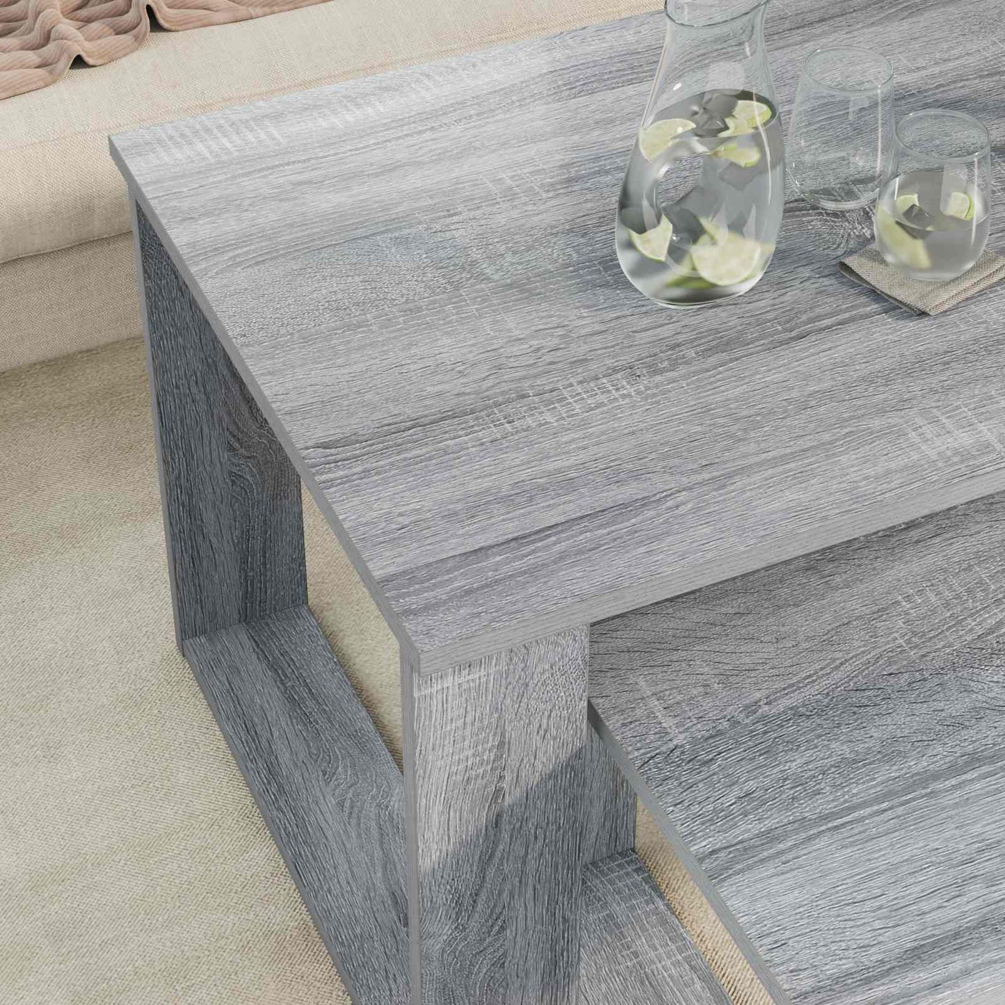 Sada Konferenčních Stolků 2 Pcs Šedá Sonoma 100 X 50 X 42 Cm