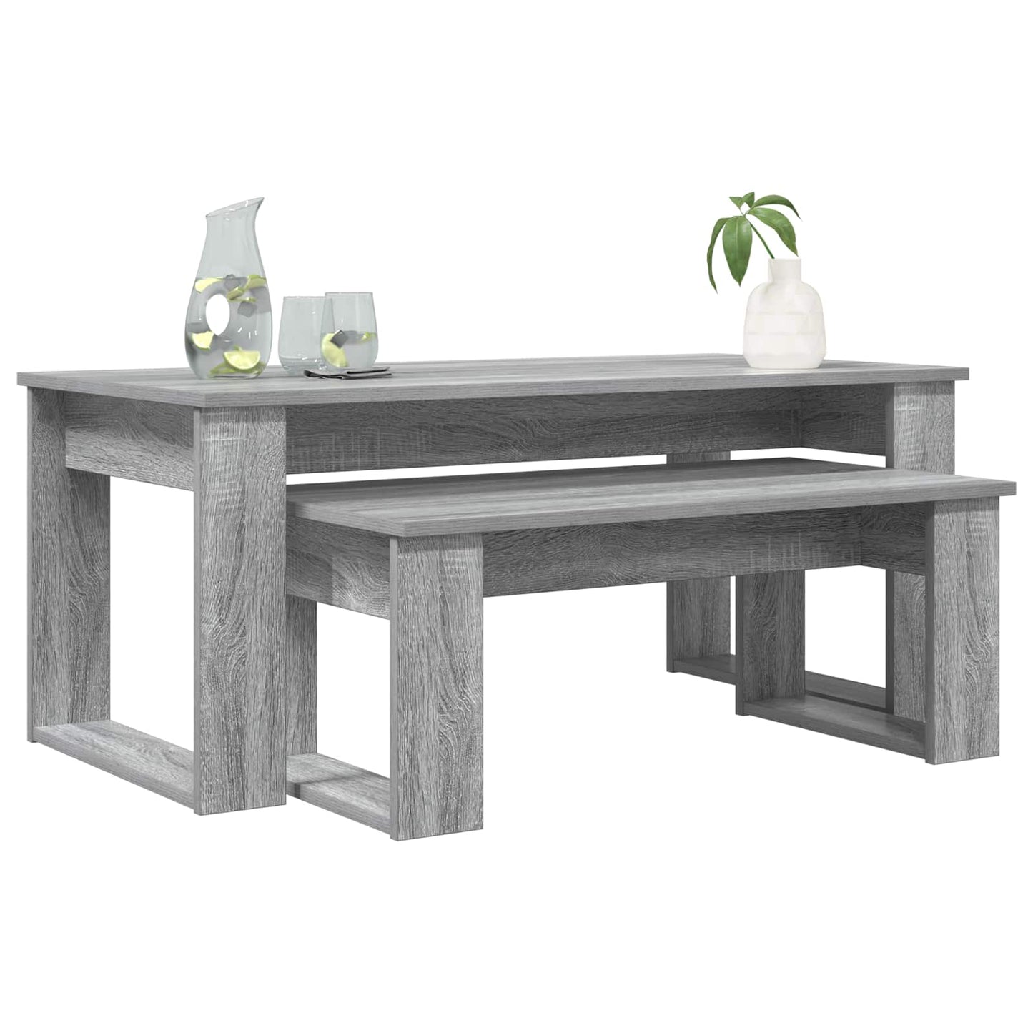 Sada Konferenčních Stolků 2 Pcs Šedá Sonoma 100 X 50 X 42 Cm